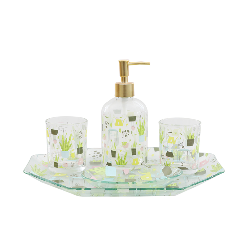 Glass hand washing bottle set