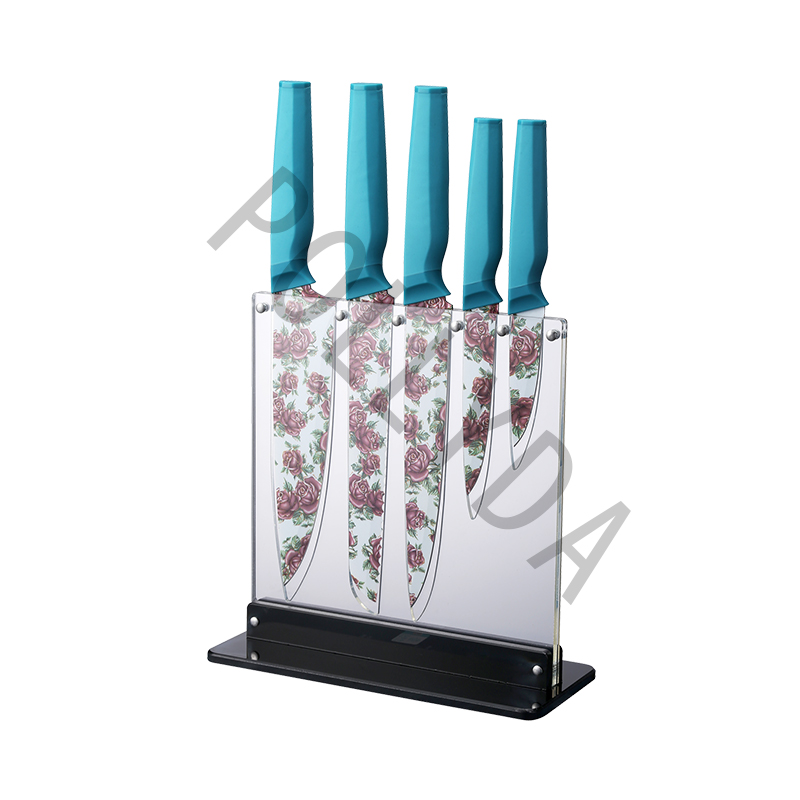 non-stick Knife Block Set 6 PCS TPR /PP Handle kitchen knife K80-6S