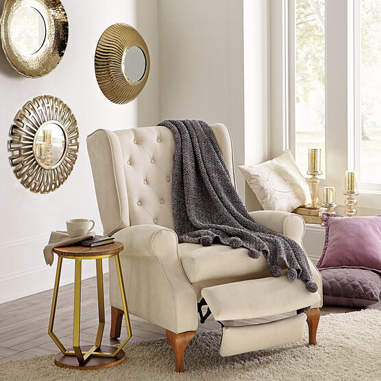 Queen Anne Style Tufted Wingback Recliner