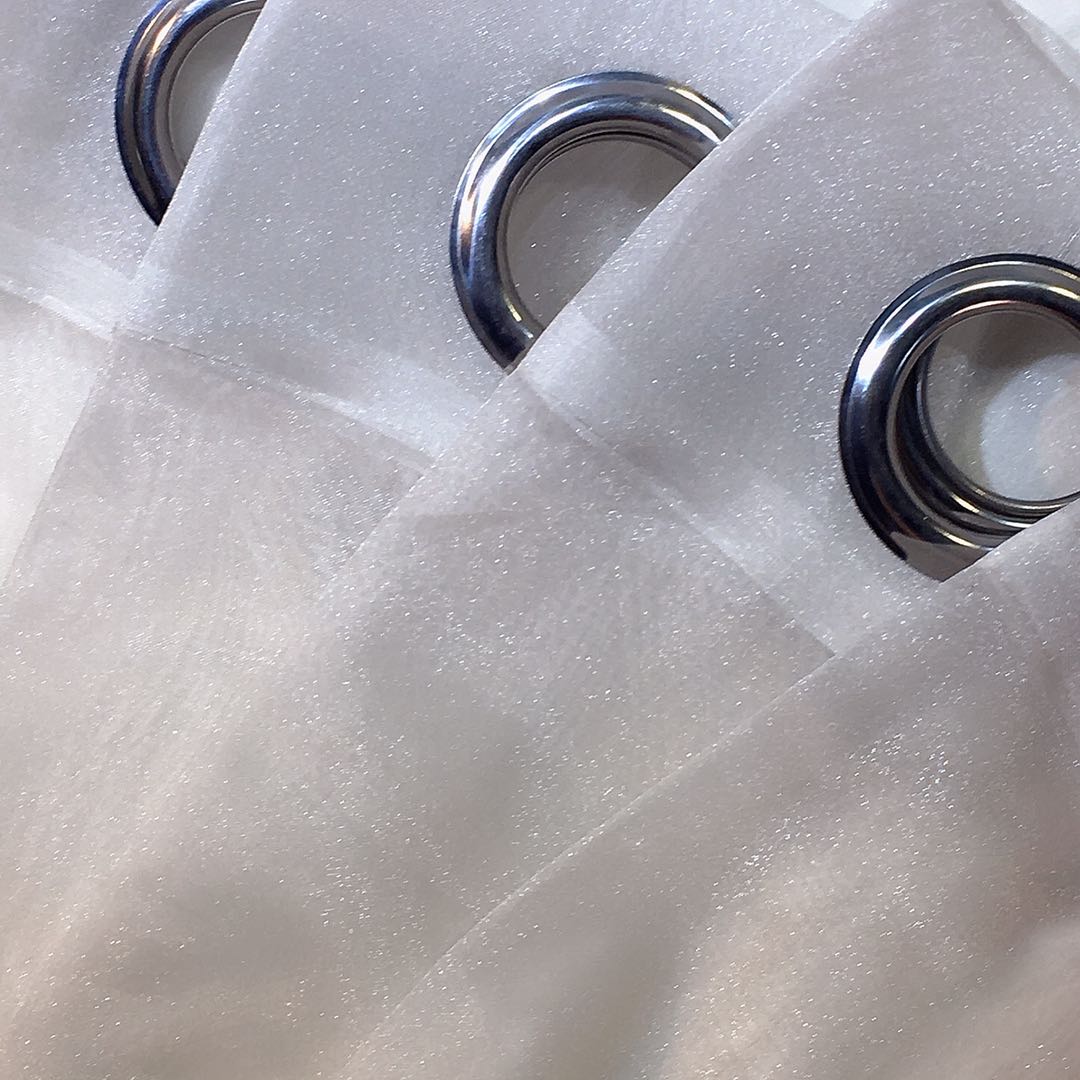 Polyester Silk like Silver Sheer Cutain Pair