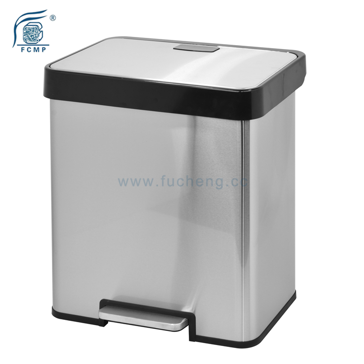 Rectangle Stainless Steel Kitchen Pedal Recycle Bin