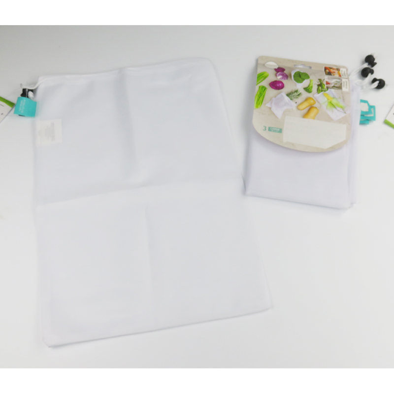 custom eco single drawstring polyester mesh fruit vegetable shopping bag