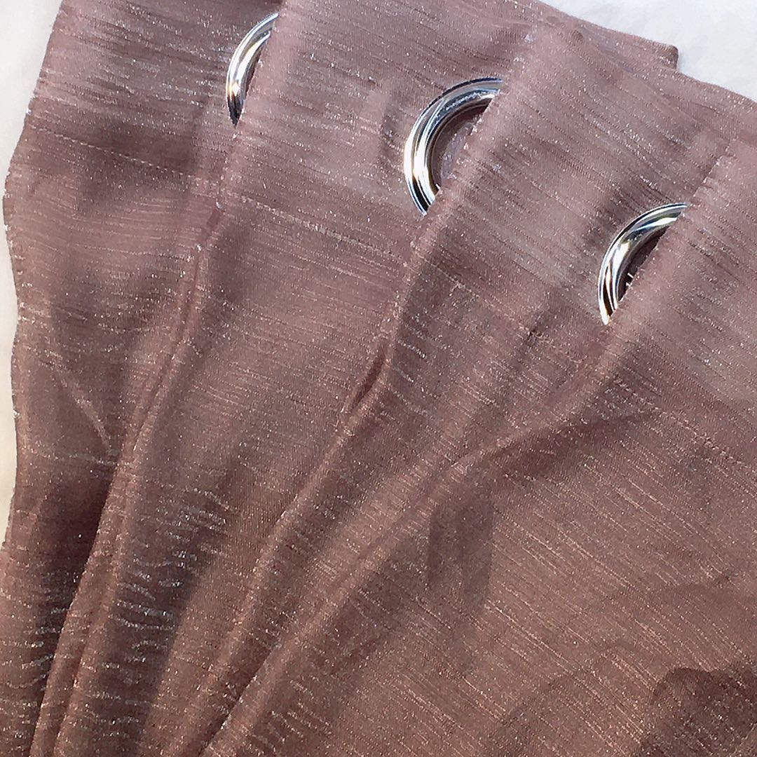 Polyester Silk like Silver Sheer Cutain Pair