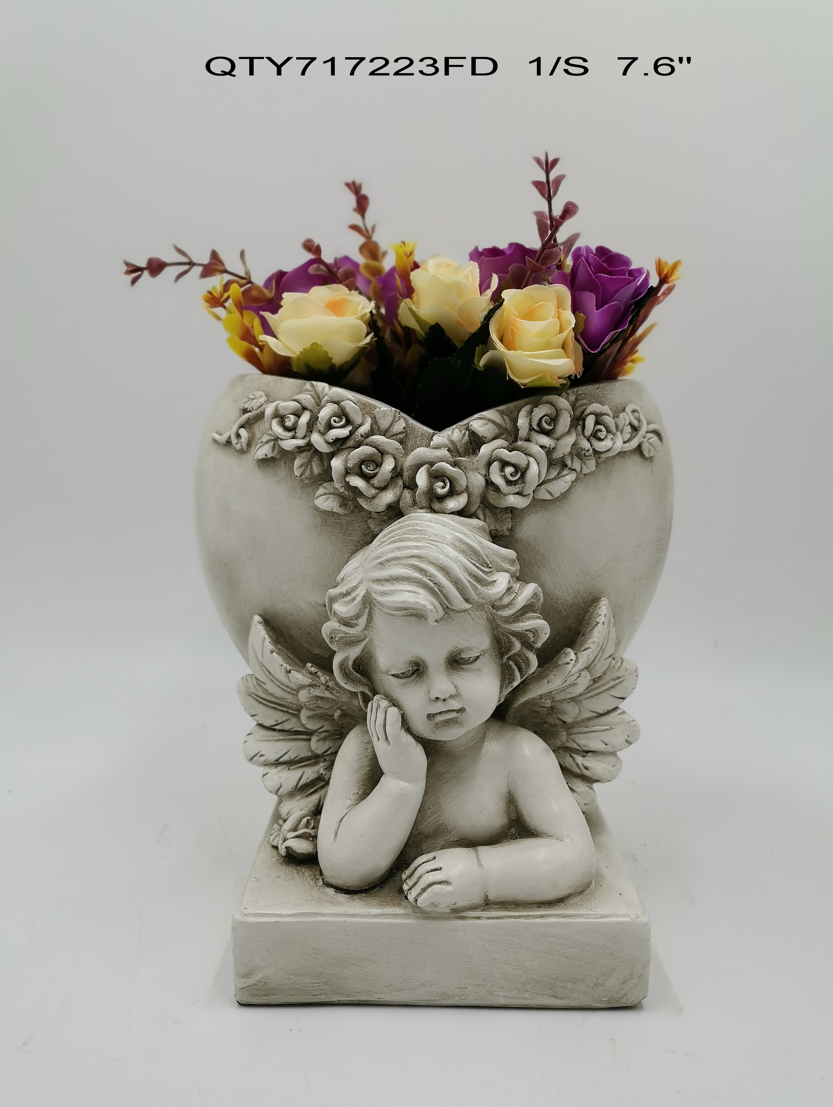 Garden decorations the cemetery Angel with flower pot