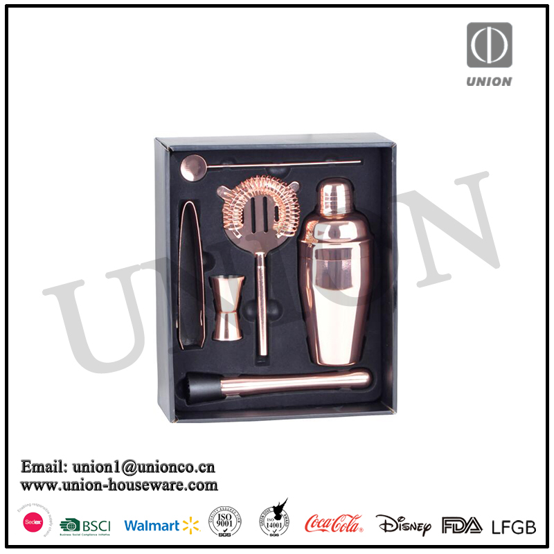 Factory direct sale cocktail tools set/500ml copper cocktail shaker set/Premium bar set/high quality bar tools set
