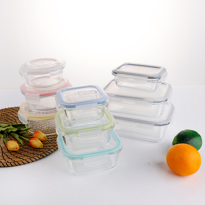 1L Rectangle borosilicate glass food container microwave safe with lid