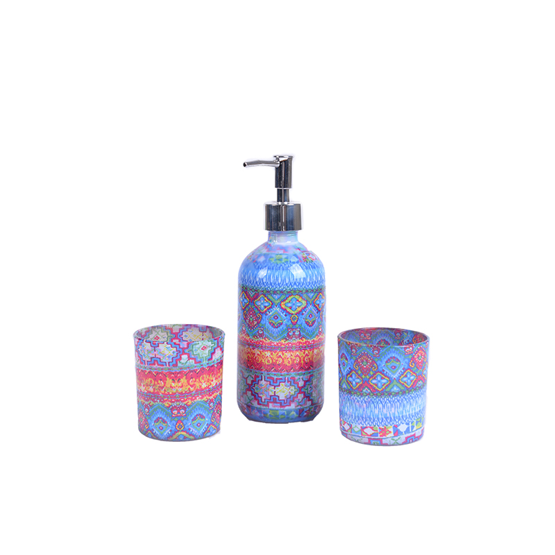 Glass hand washing bottle set