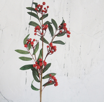 Artificial Spray With Dk.green Leaves And Red Berry For Home/Supermarket/Hotel/Resterrant/Airport/Window Show/Christmas Decoration