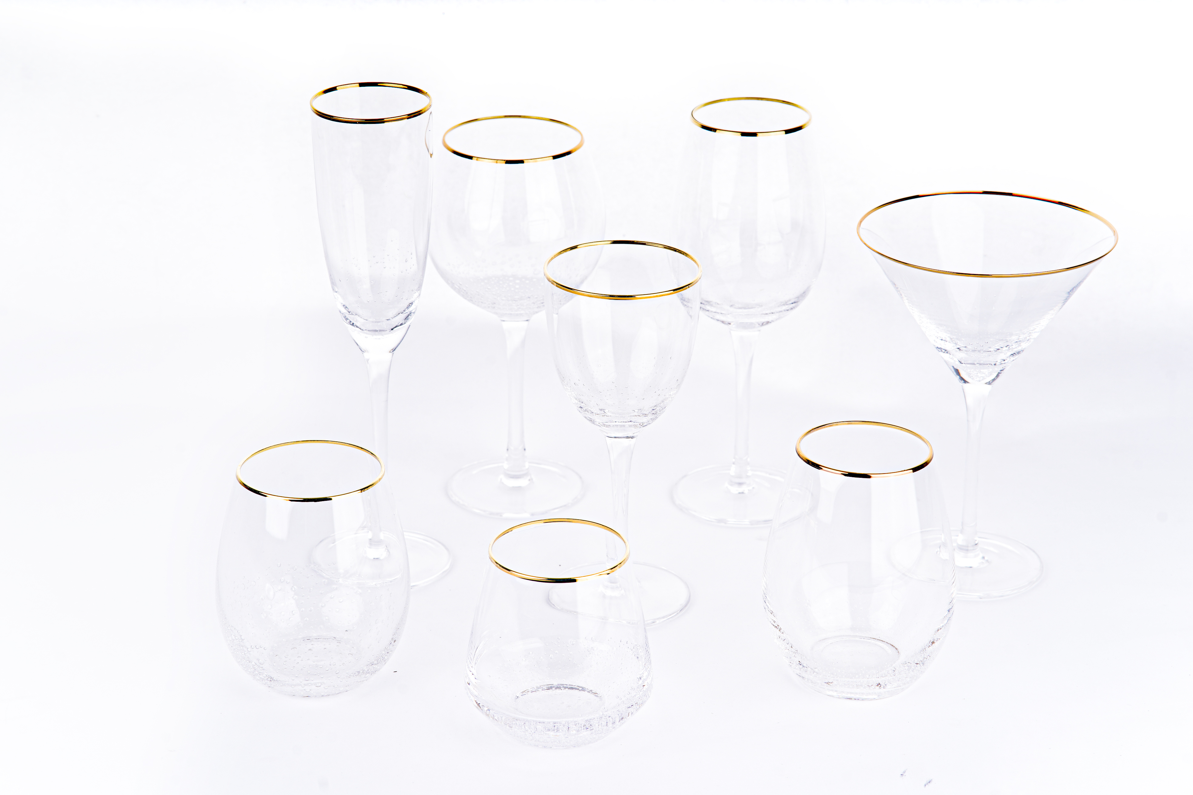 Clear base bubble Drinkingware with gold rim glassware
