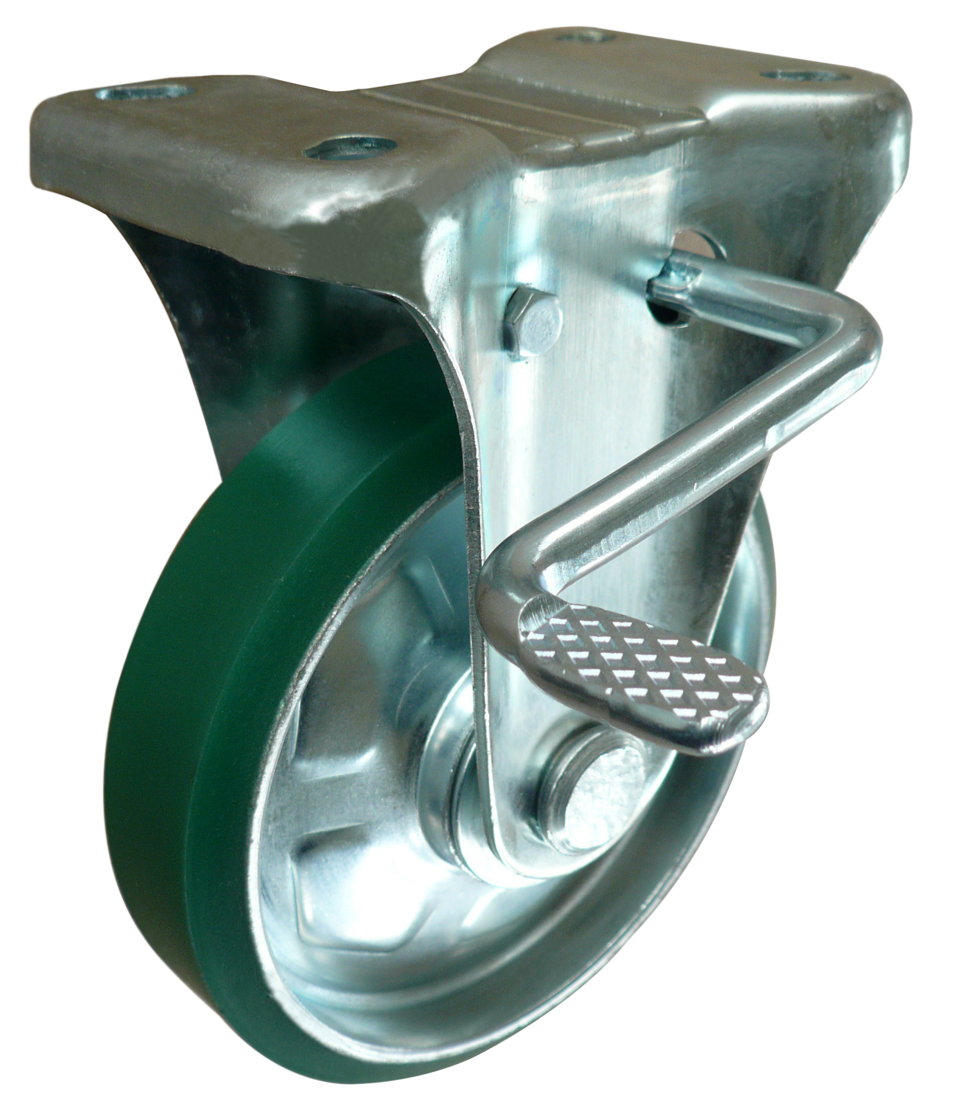 Japanese style green polyurethane industrial rigid caster with brake