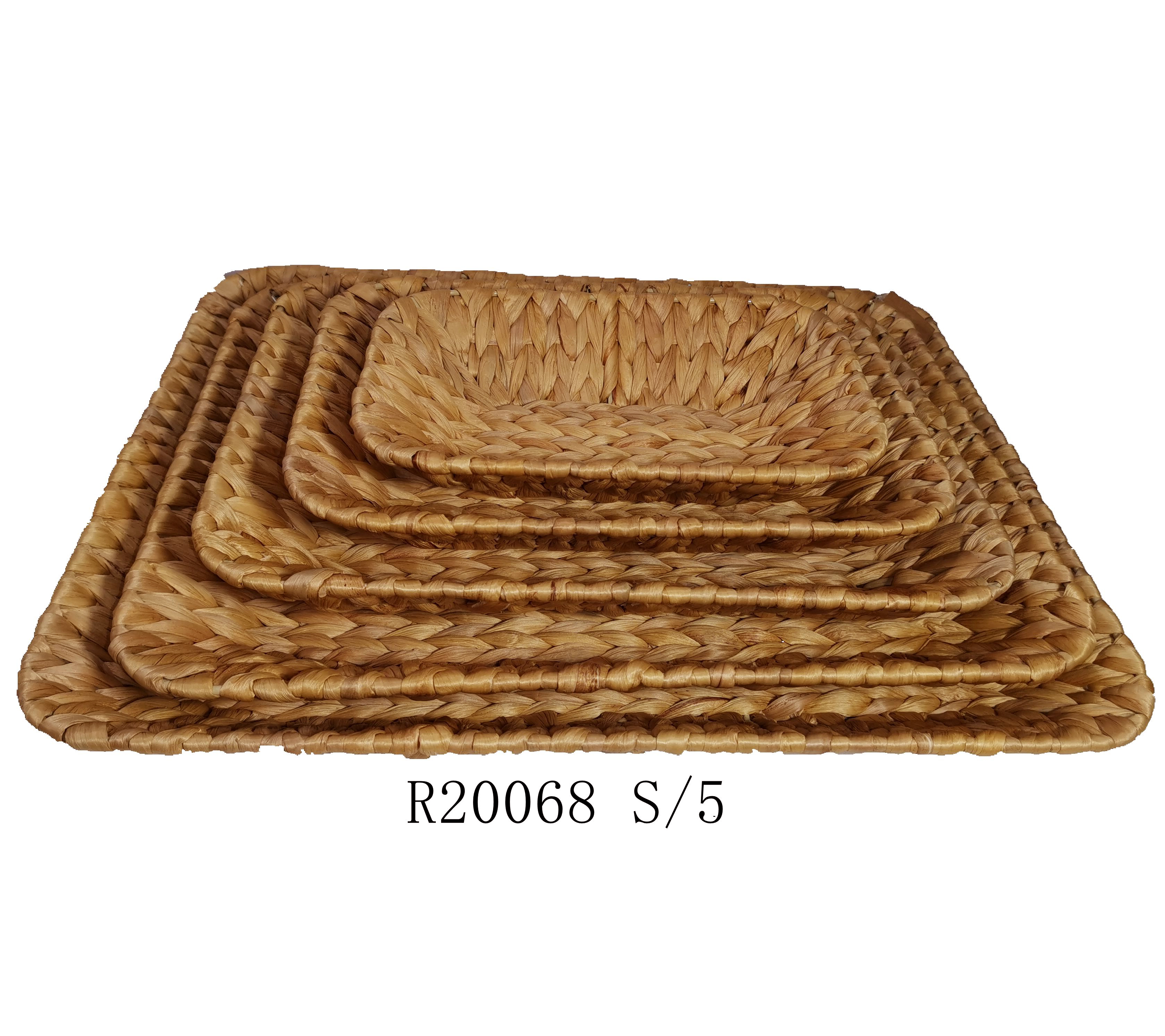 Set of 5 rectangle shape water hyacinth grass basket