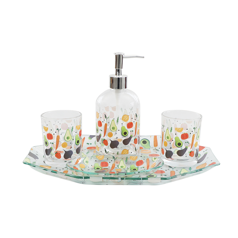 Glass hand washing bottle set