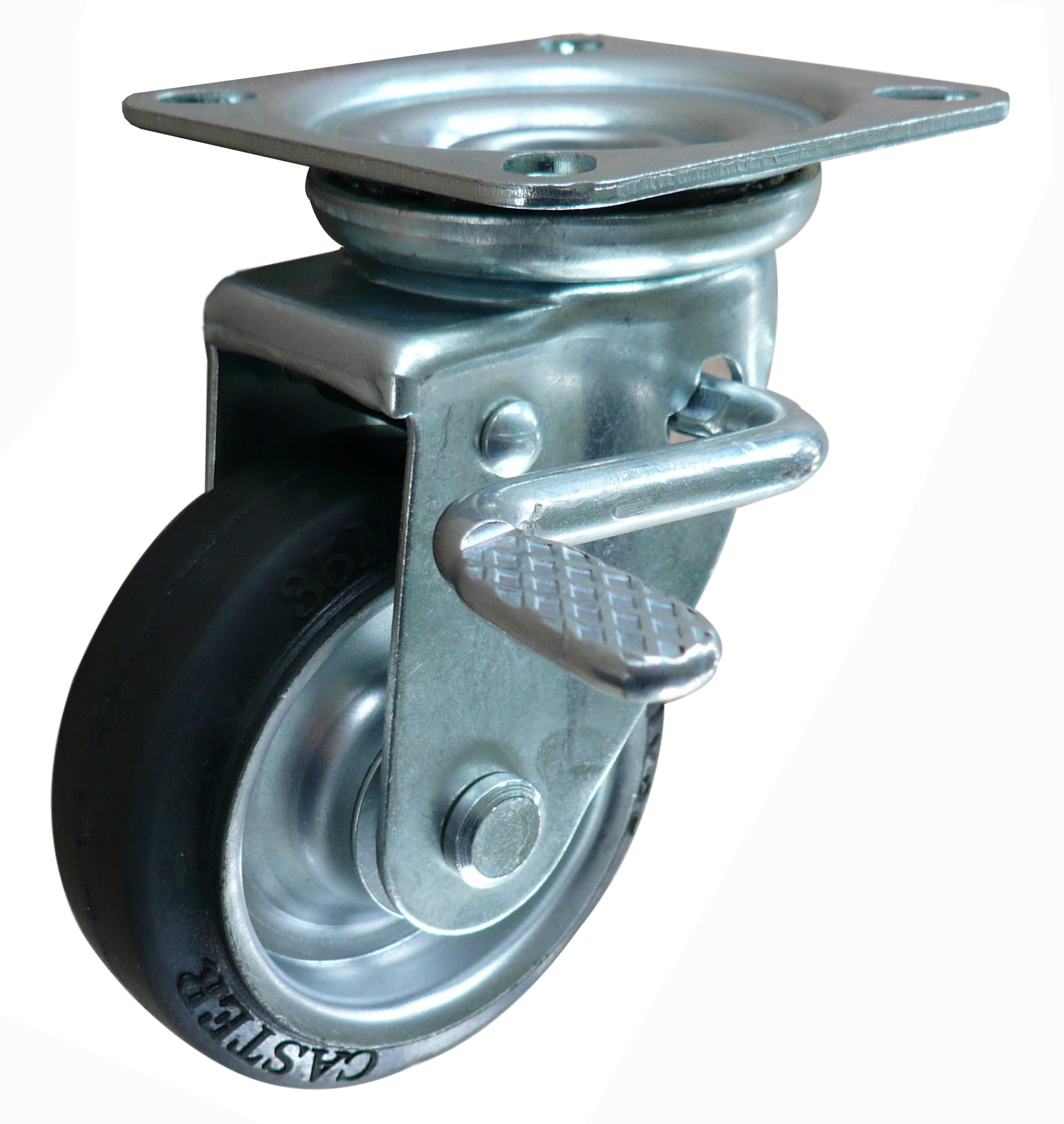 Welded disc Japanese style rubber swivel casters with total lock