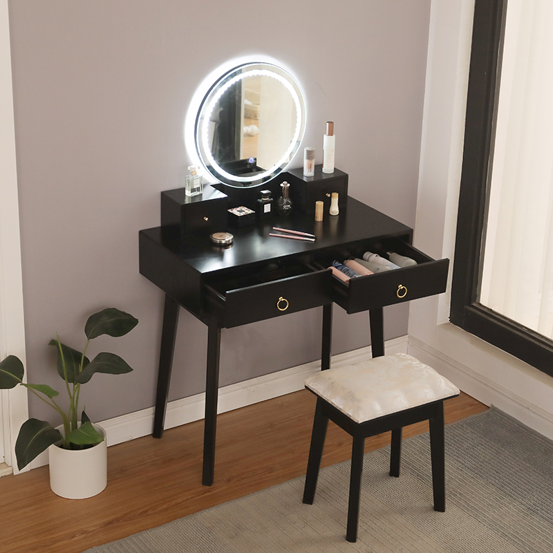Black Dressing Table LED Touch Screen Dimming