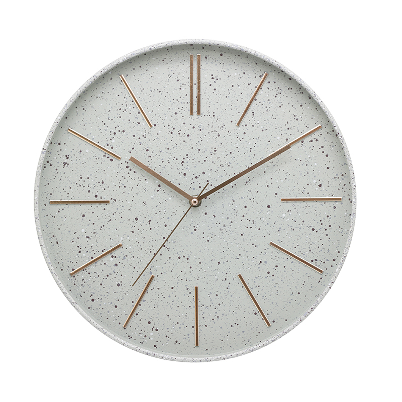 Terrazo plastic wall clock with embossed number