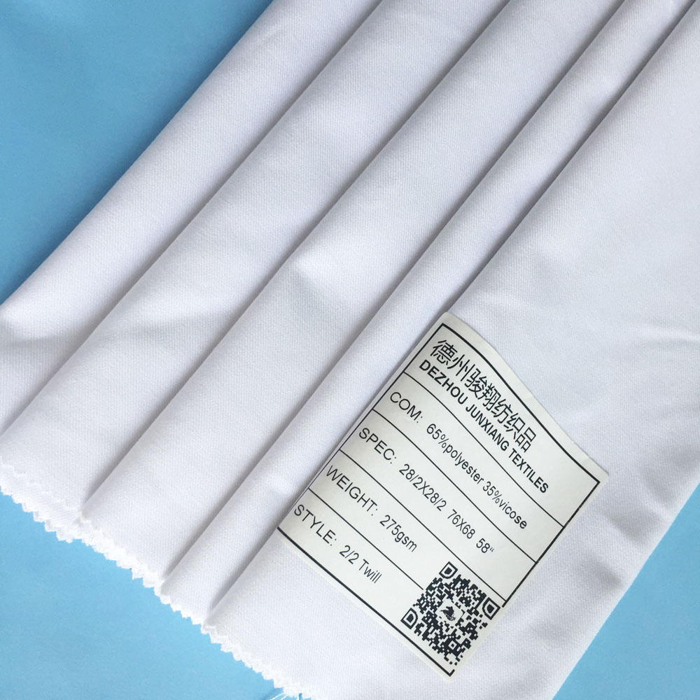 polyester viscose white color fabric for uniform