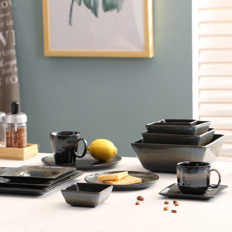 Square Durable porcelain with color glazed and emboss