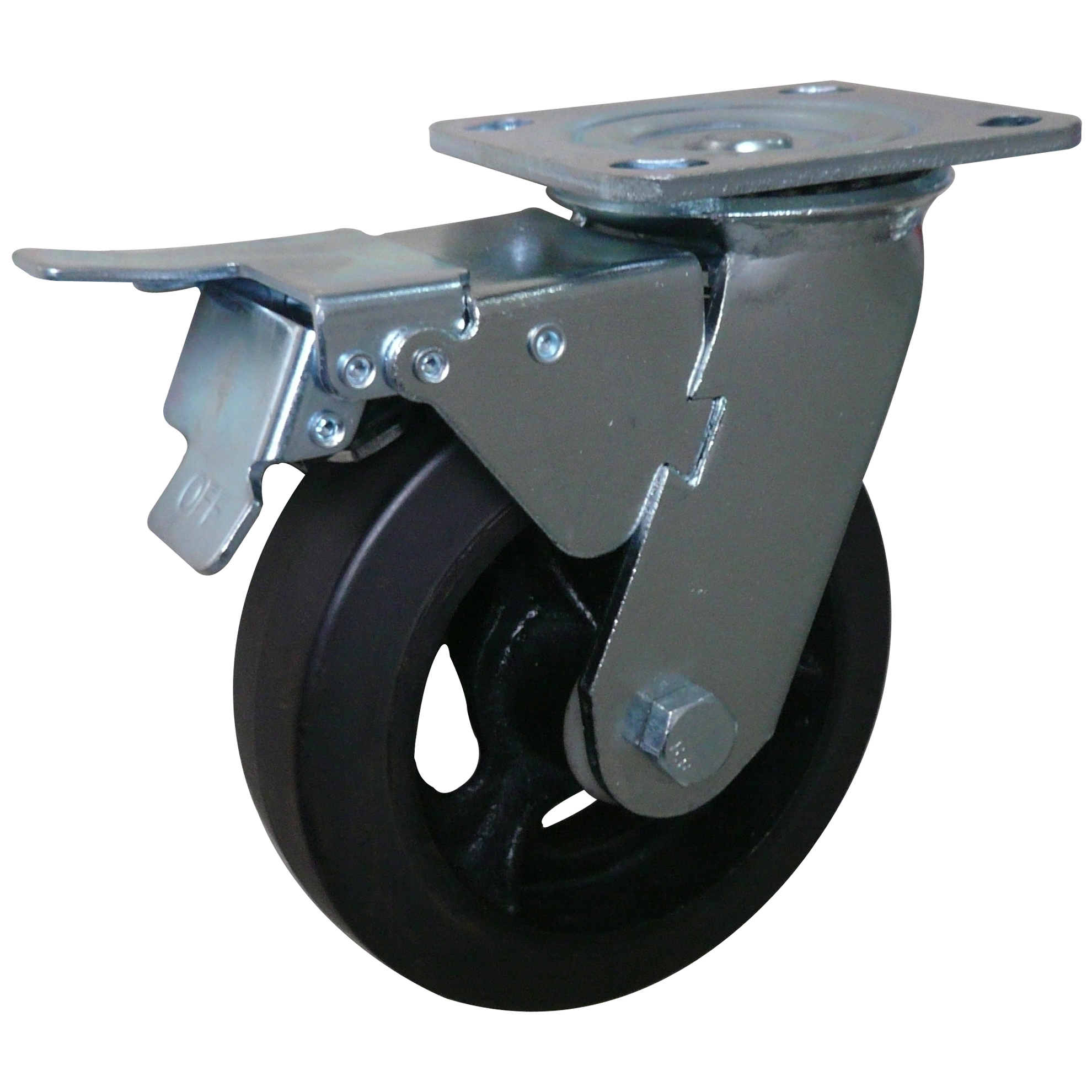 Rubber removable high quality trolley swivel caster with total brake