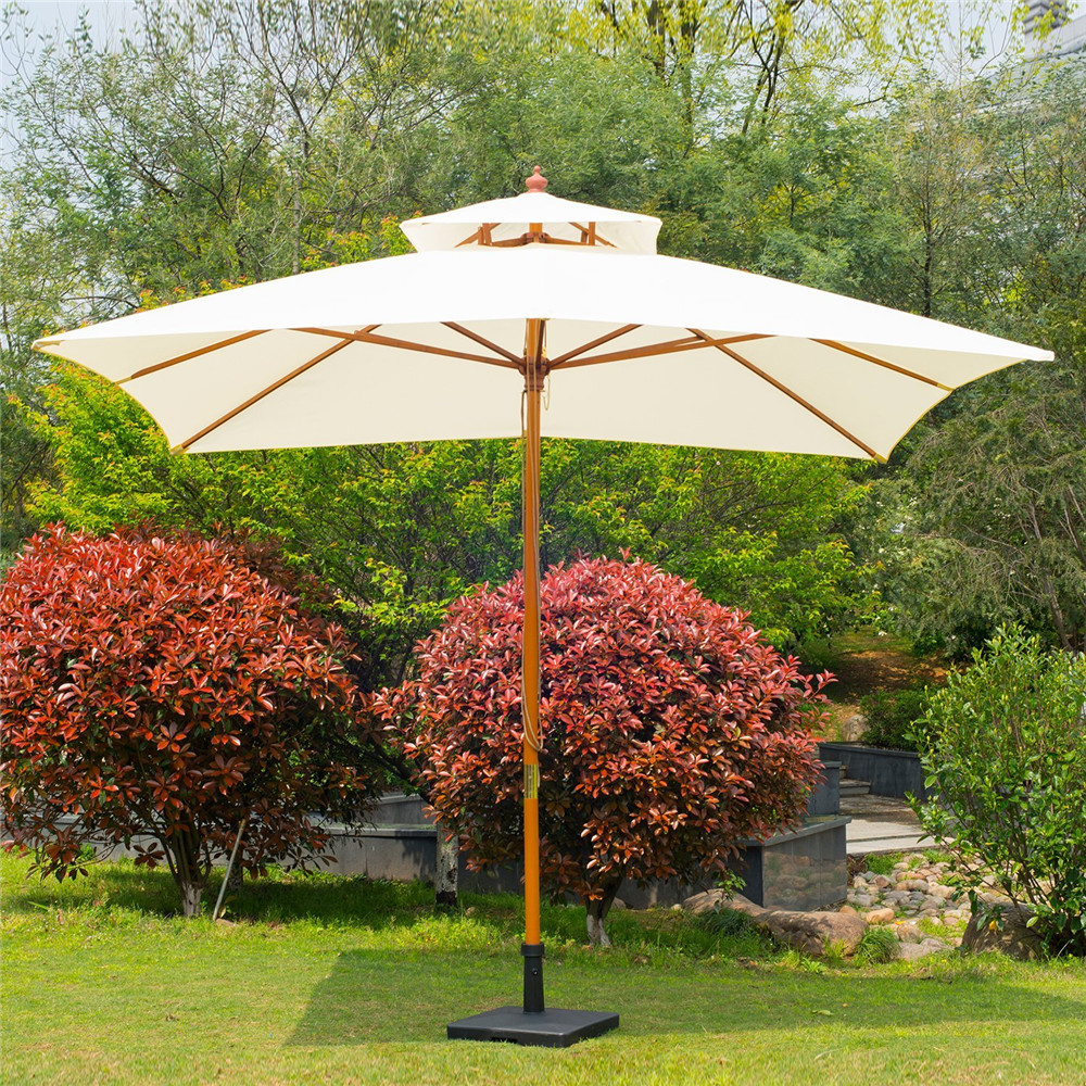 2M plain with wooden pole and tilt beach umbrella