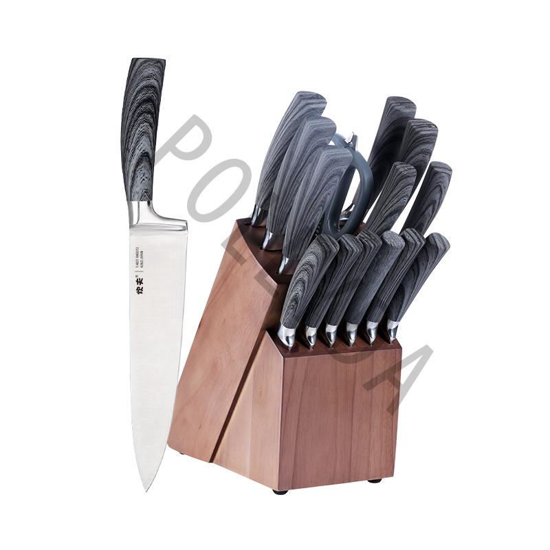 S/s coating hollow handle knife block set kitchen knife K01-15S