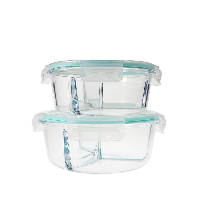 3 Partition borosilicate roundglass food container