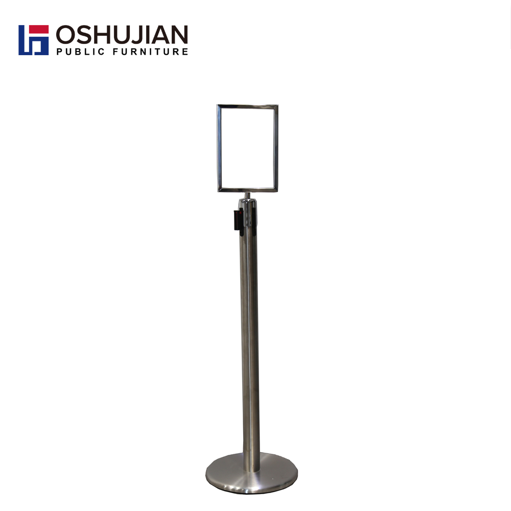 Waiting area retractable belt barrier crowd control belt stanchions