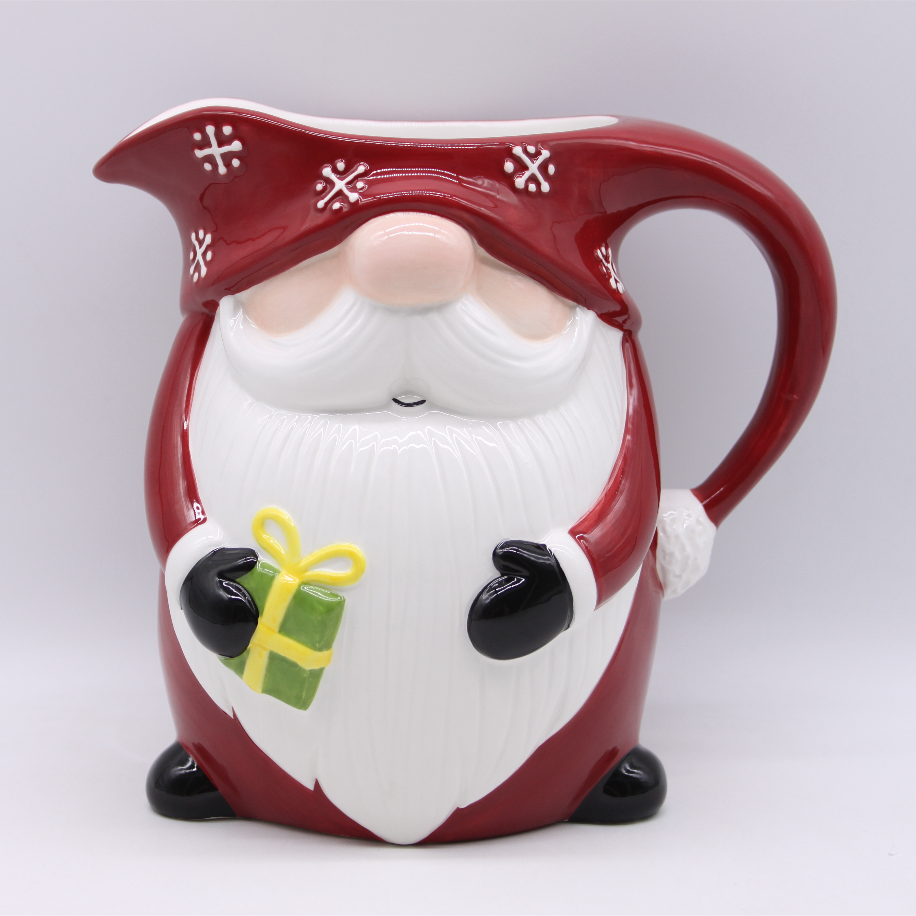 Ceramic Gnome Pitcher, Hand-painted Christmas Pitcher