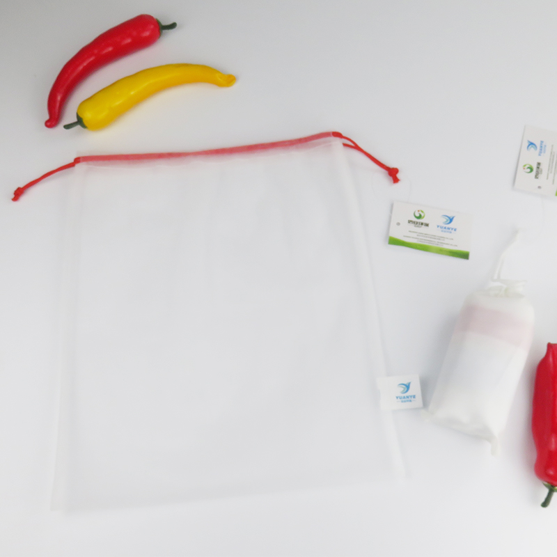 custom red drawstring eco polyester washable mesh bag