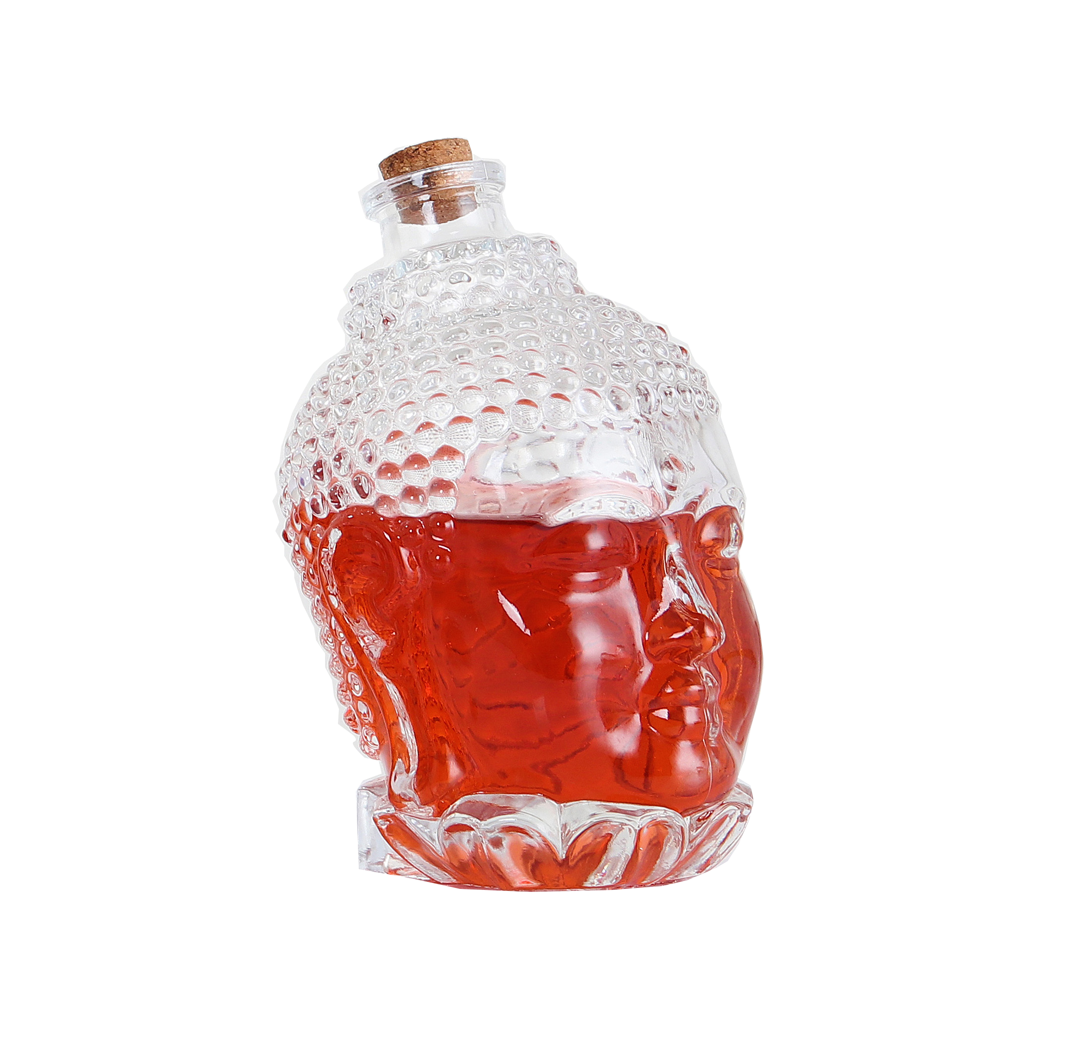 China Wholesale creative wine bottle 750ml Buddha Head Shape Glass Wine Bottles