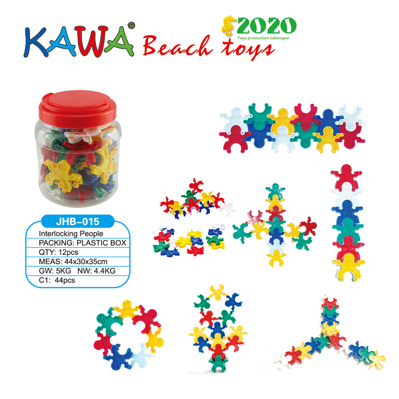 Plastic building blocks in buckets