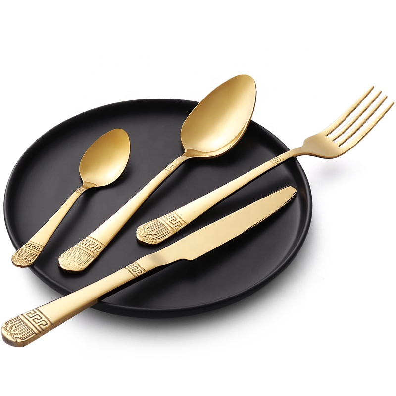 Luxury Fine Full Stainless Steel Black and Gold Cutlery