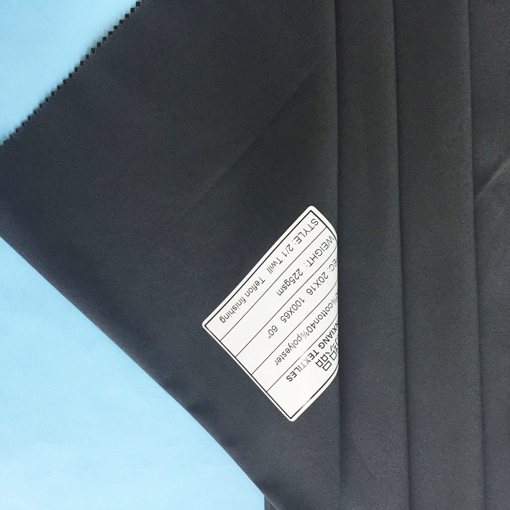 Twill dyed fabric for workwear with teflon finishing