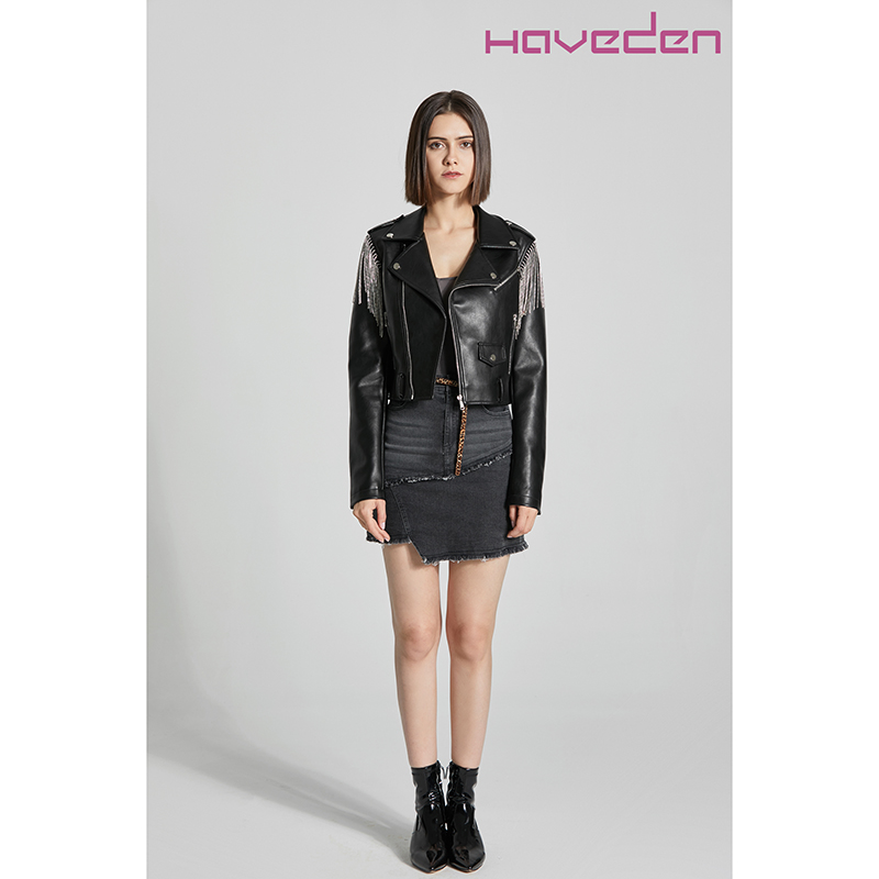 Ladies' Classic Pu Jacket With Tassels