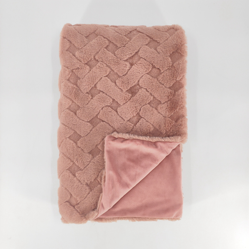3D cutting Rabbit Fur Throw Blanket