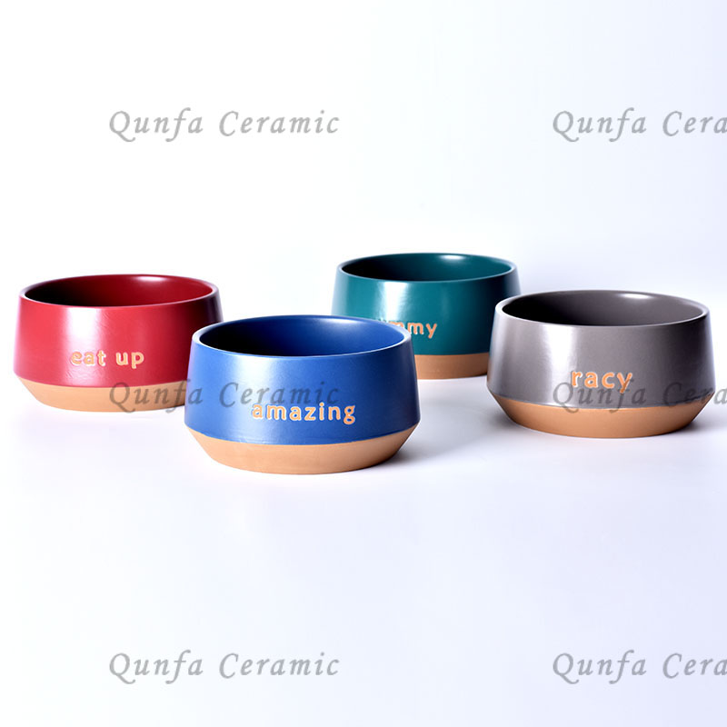 Ceramic set of 4 20oz bowl with stamping