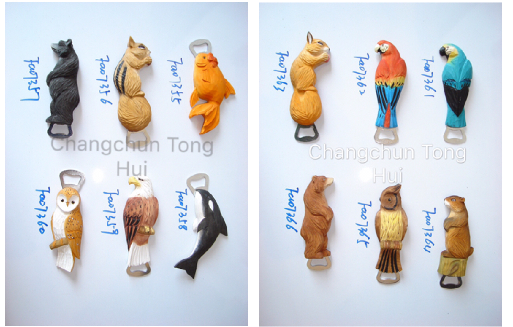 Wood carved animal bottle opener
