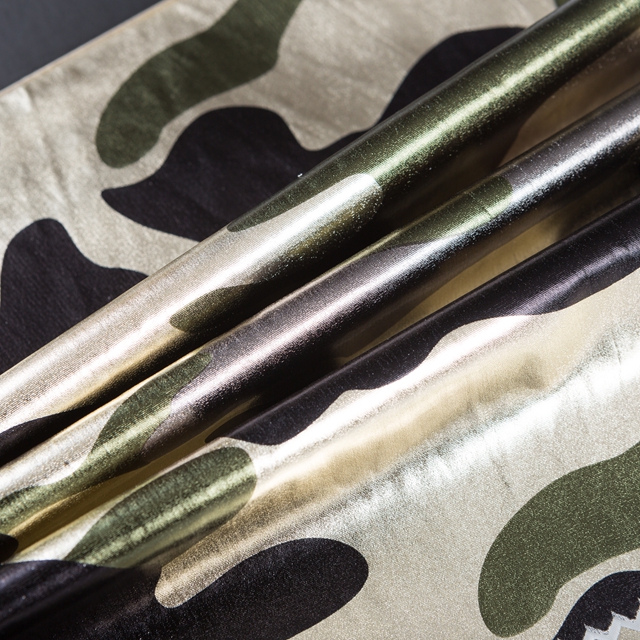 75D gold print foil coating memory fabric