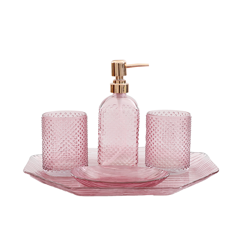 Glass hand washing bottle set