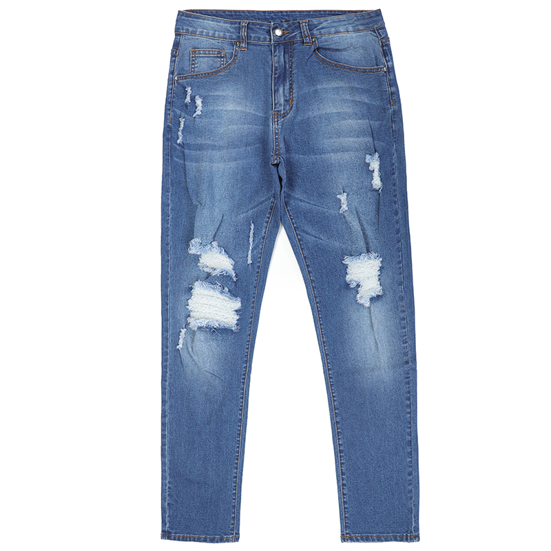Elastic denim jeans men ripped jeans skinny jean pants G2307