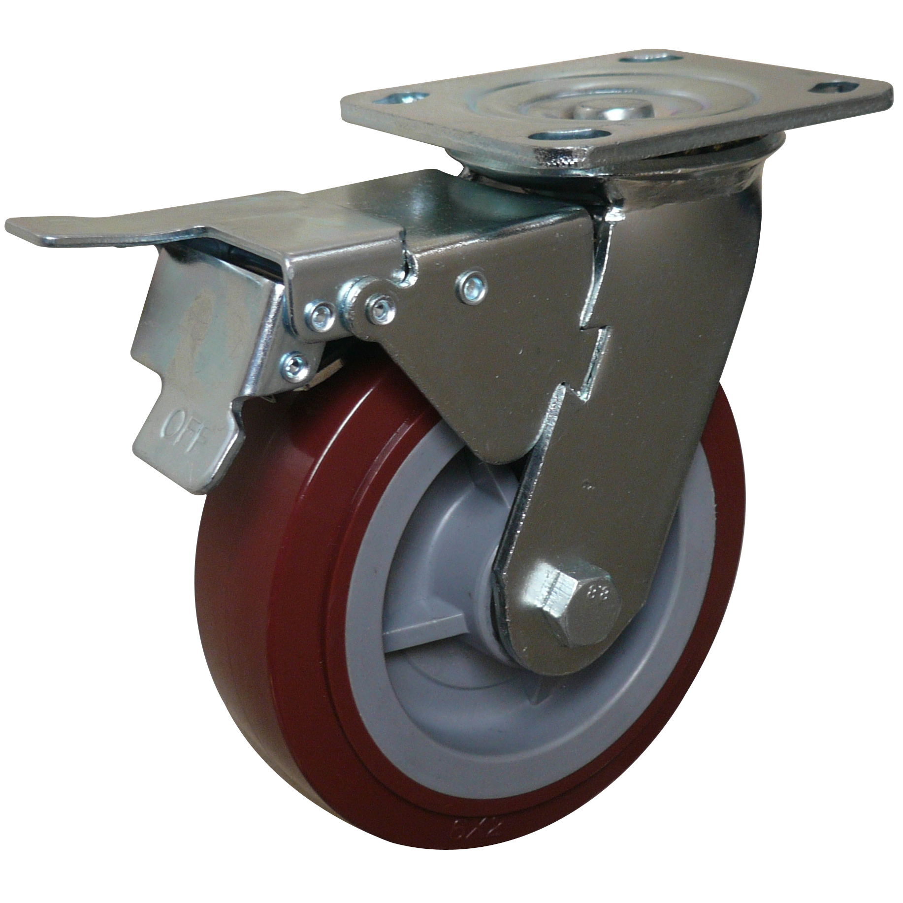 heavy duty premium low noise 6" foklift/stroller PU on cast polypropylene swivel caster wheel with double brake