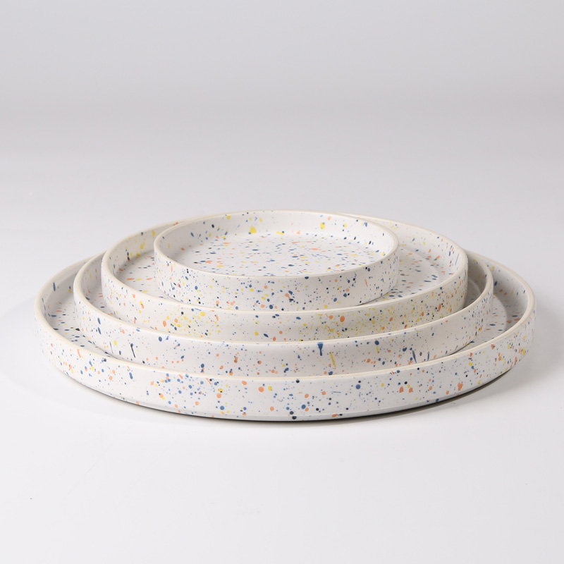 Plate,mottled effect,Hand Spray point,matte glaze
