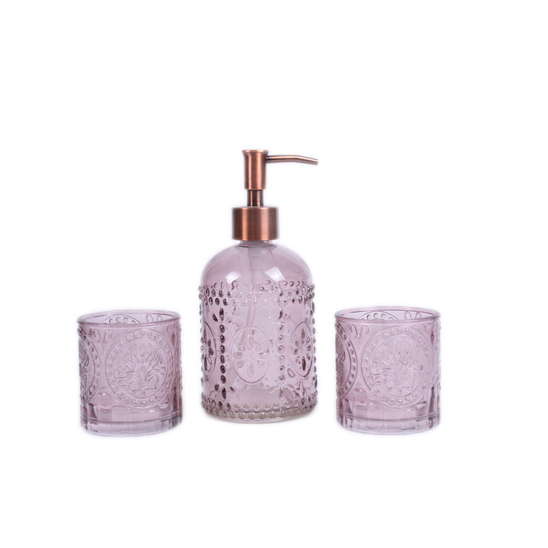 Glass hand washing bottle set