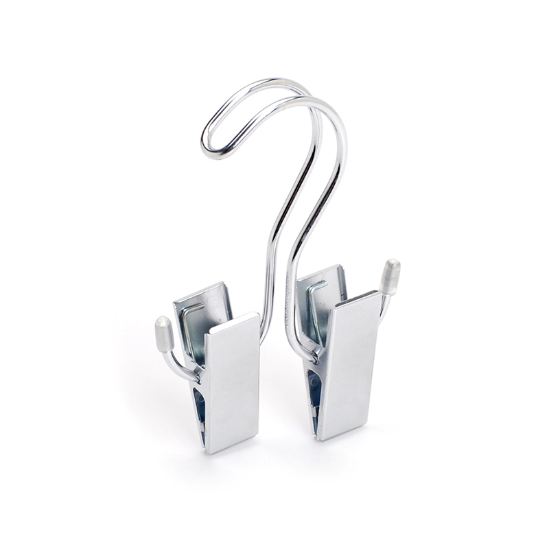 Chrome plated short metal hanger with two clips