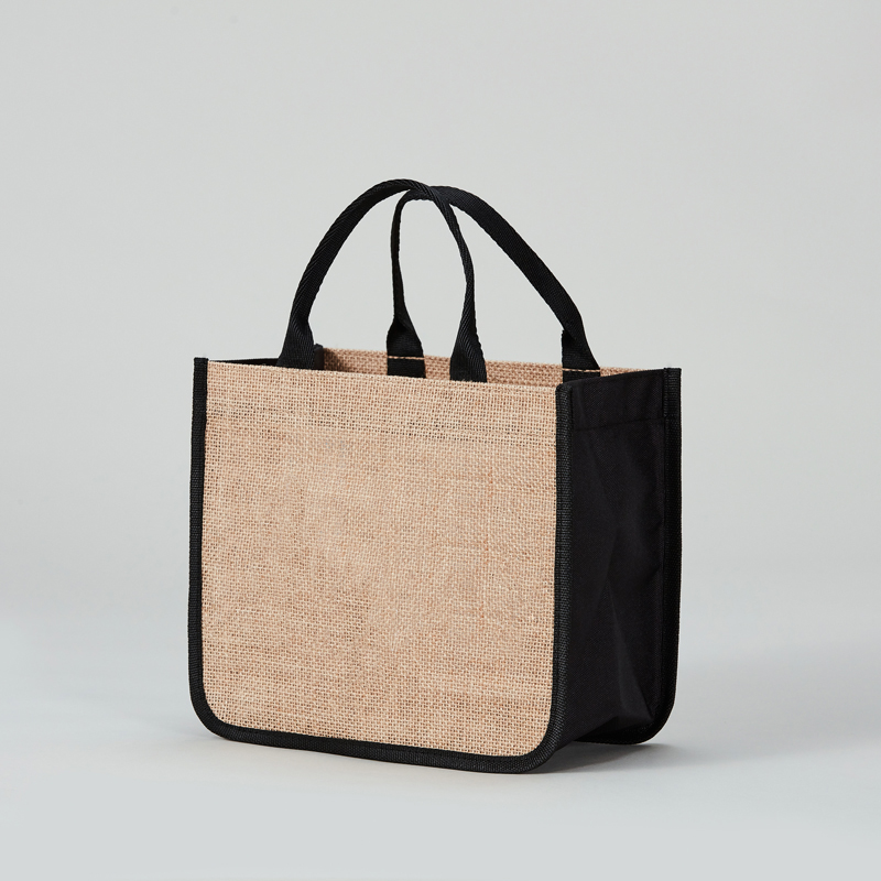 high quality natural small size girl lady cute jute burlap linen organic grocery shopping bag with handle