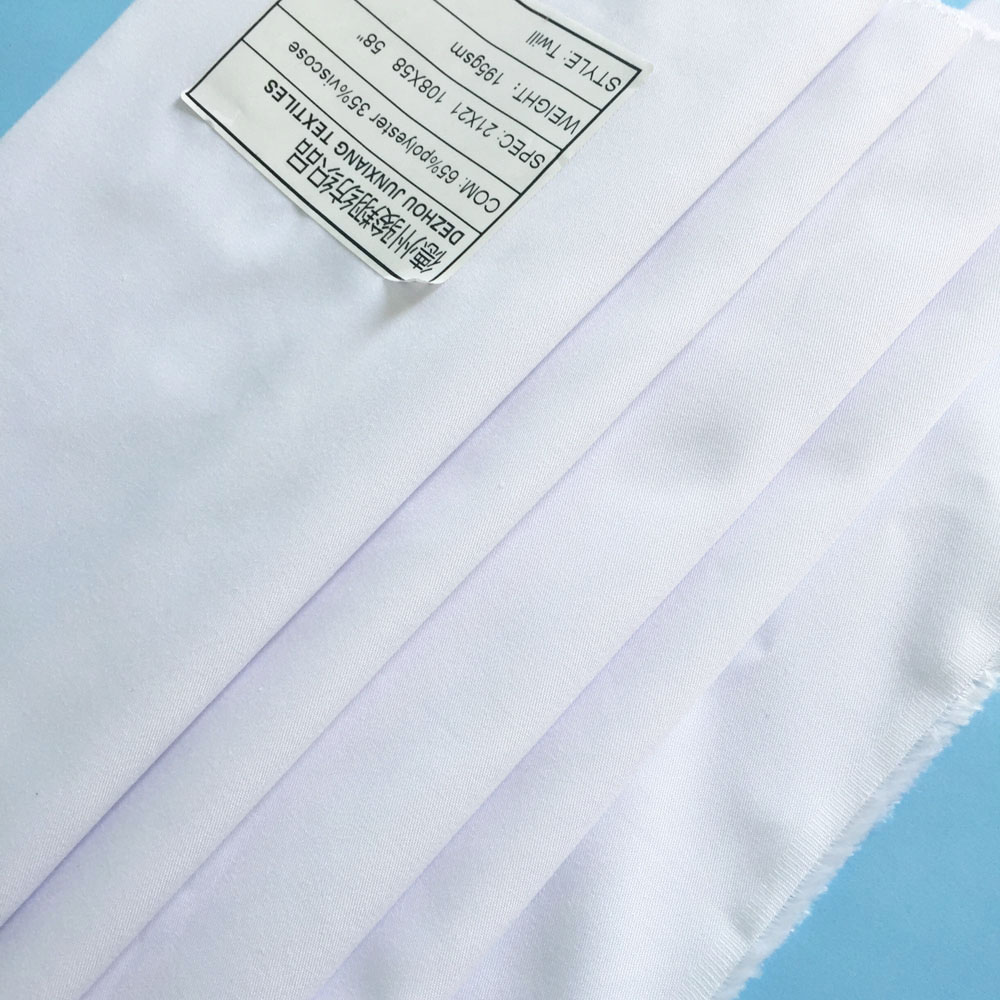 polyester viscose white color fabric for uniform