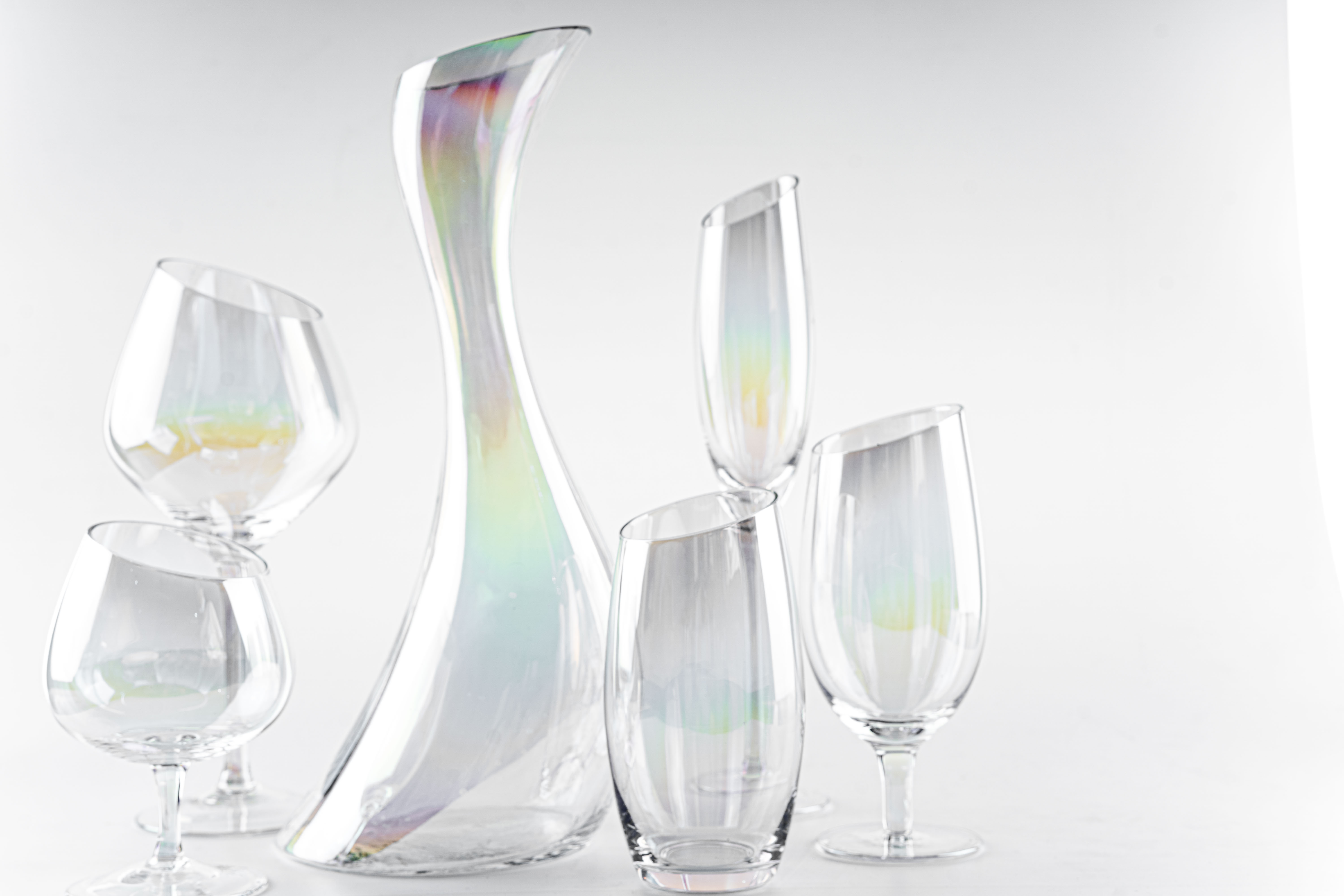 Clear luster plating slant top drinkingware glassware