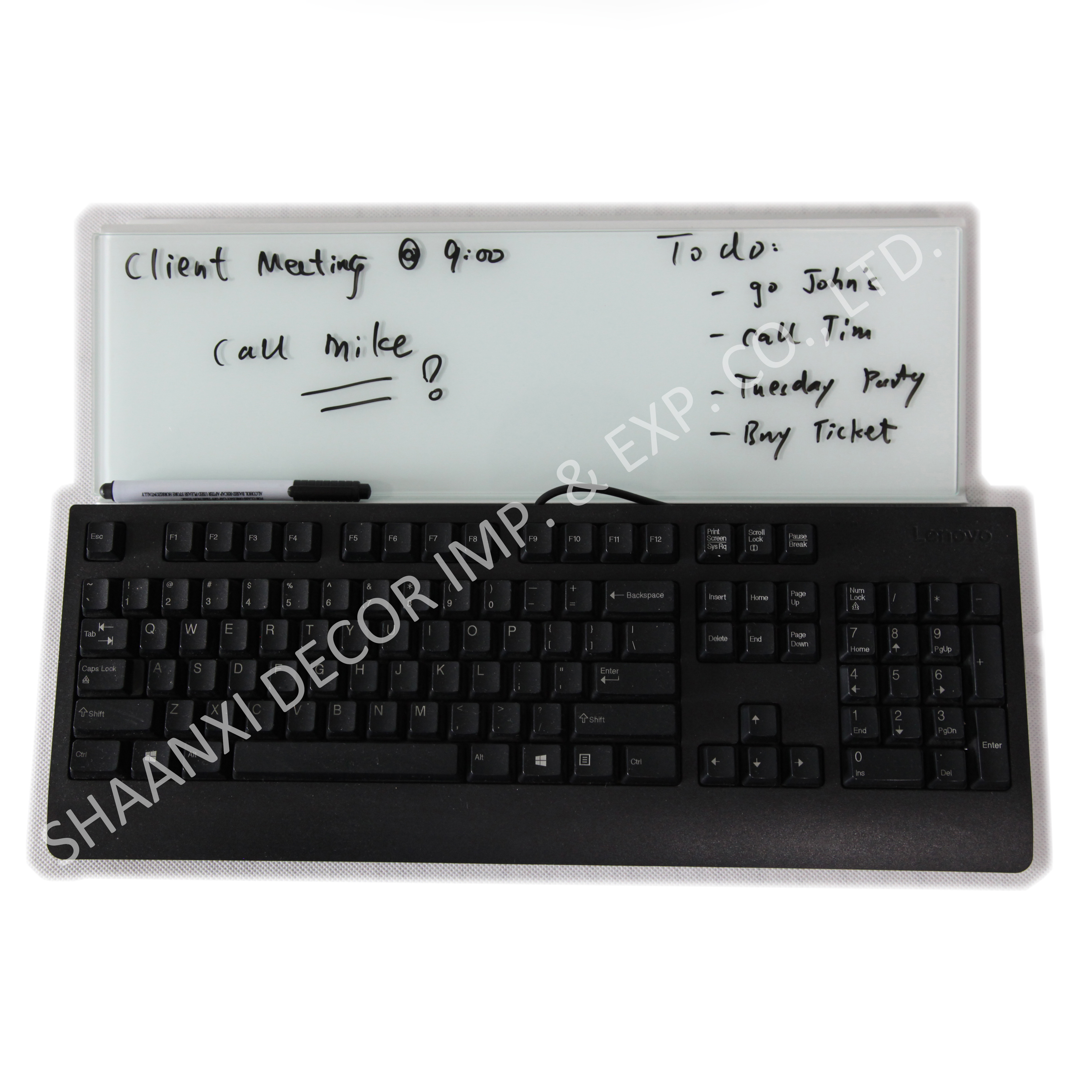 Magnetic glass table note pad with bracket