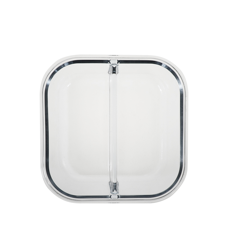2 Partition borosilicate square glass food container