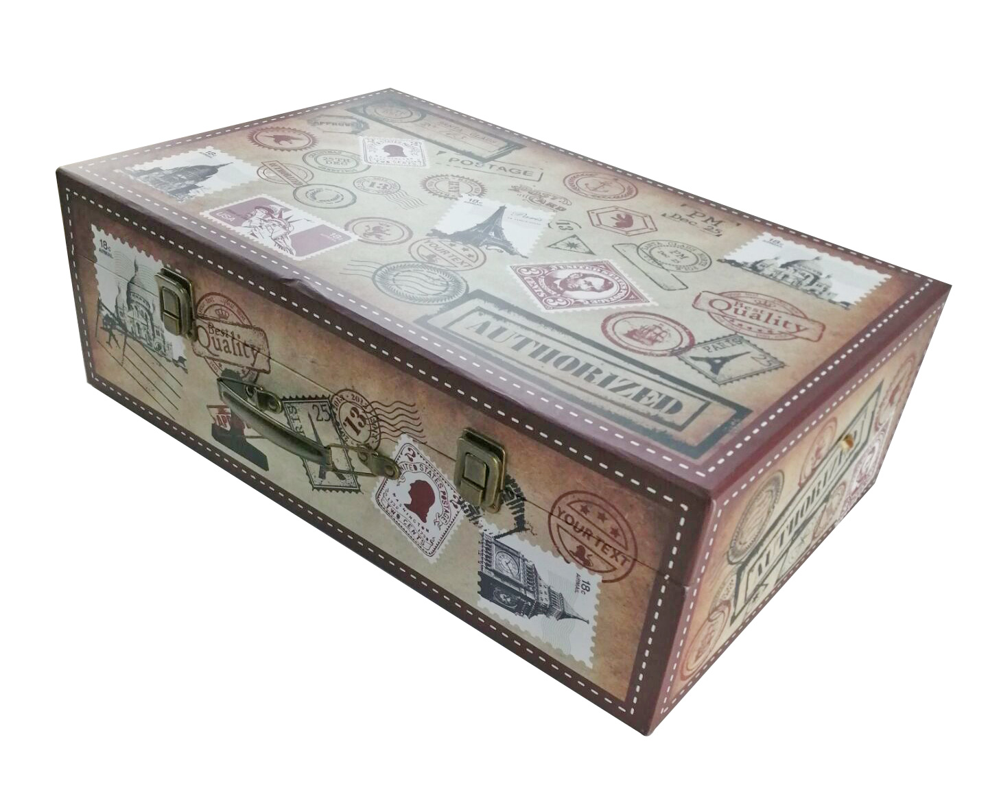 Custom Xmas new design flat lid chest nested paper storage box (set of 2)