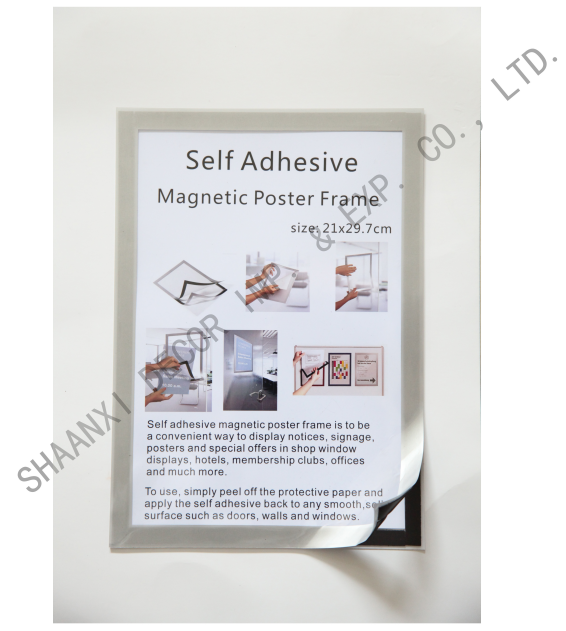 Self adhesive magnetic poster frame